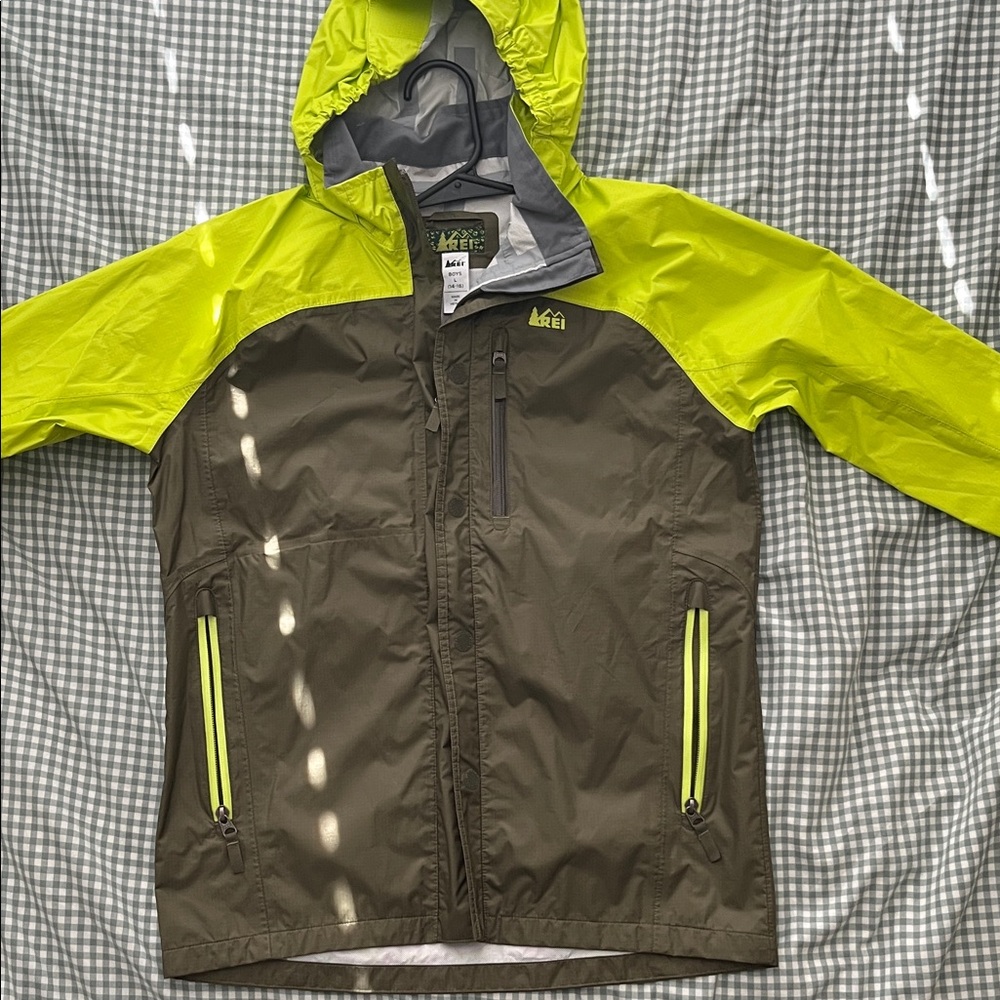 REI Brown and Neon Green Jacket